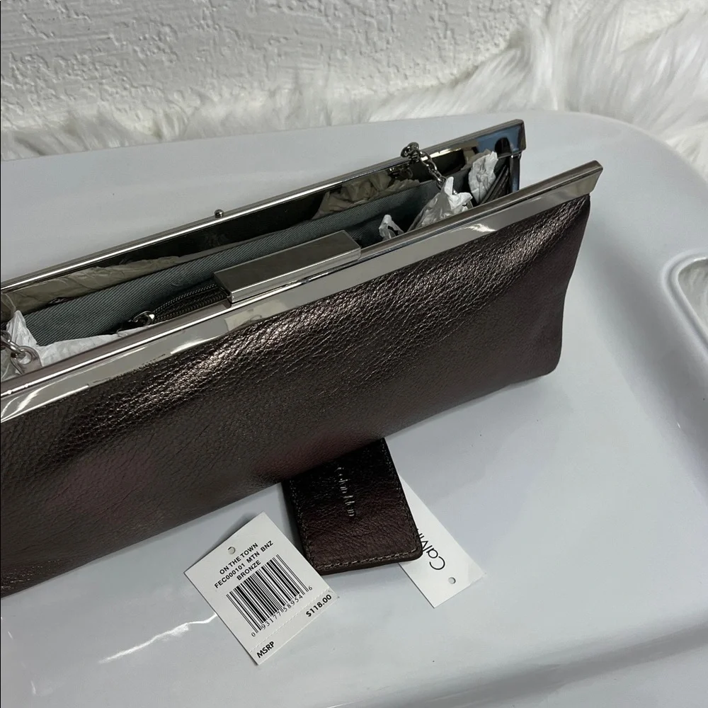 Calvin Klein Bronze Leather Clutch